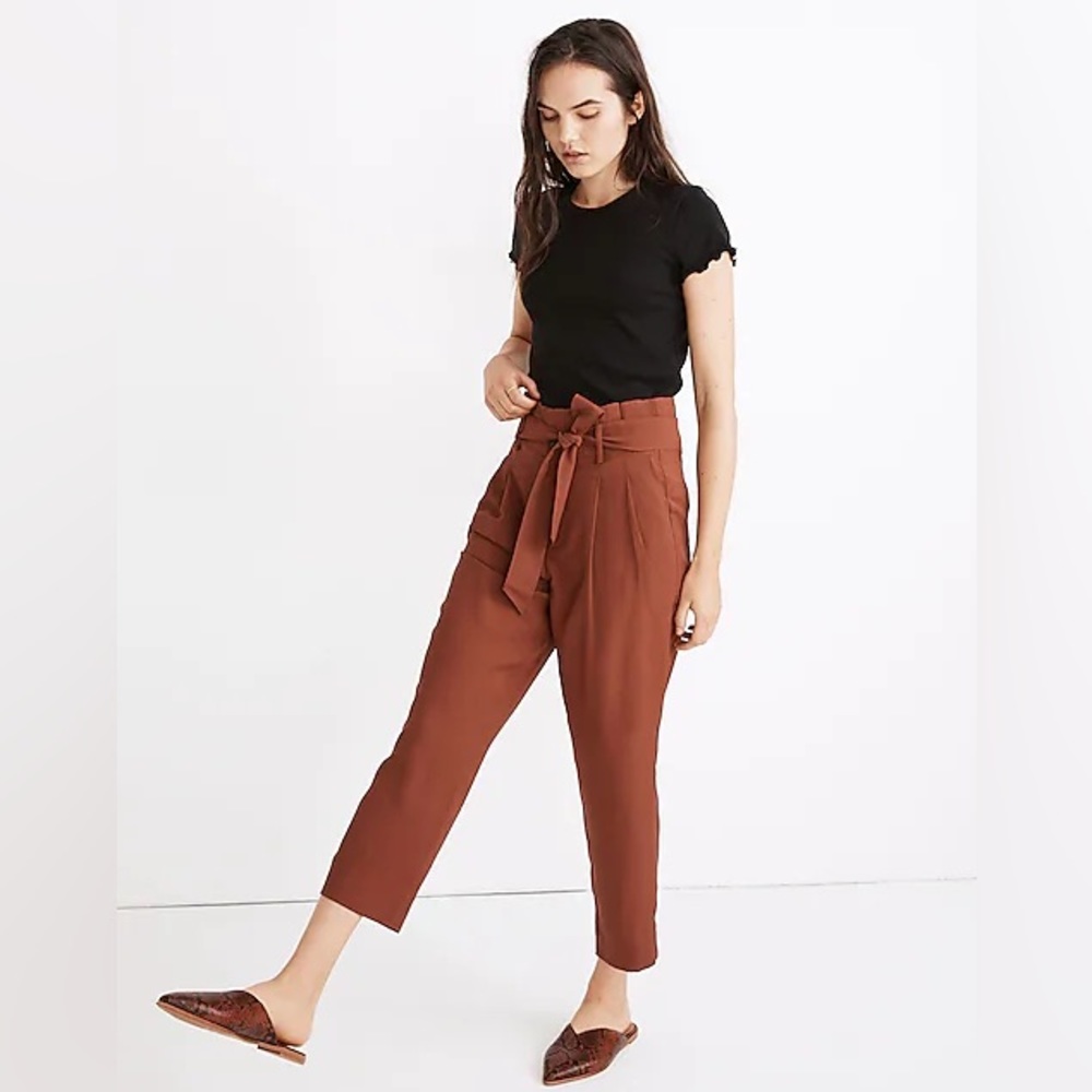 Burnt orange Madewell Paperbag pants
